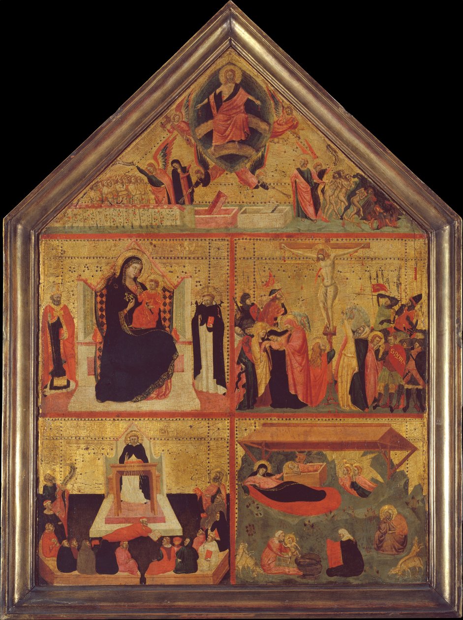 Son Yargı, Bir Piskopos-Aziz ve Aziz Petrus Şehitiyle Bakire ve Çocuk..., ca. 1325. by Master of the Dominican Effigies