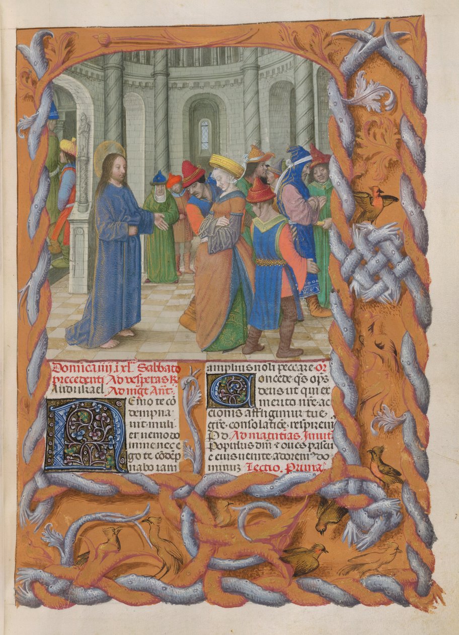 Temporale (1. kısım: Advent'in İlk Pazar gününden Kutsal Cumartesi gününe kadar). Mesih ve zina eden kadın (Oruç'un Dördüncü Pazar Günü). by Master of the Dresden Prayer Books