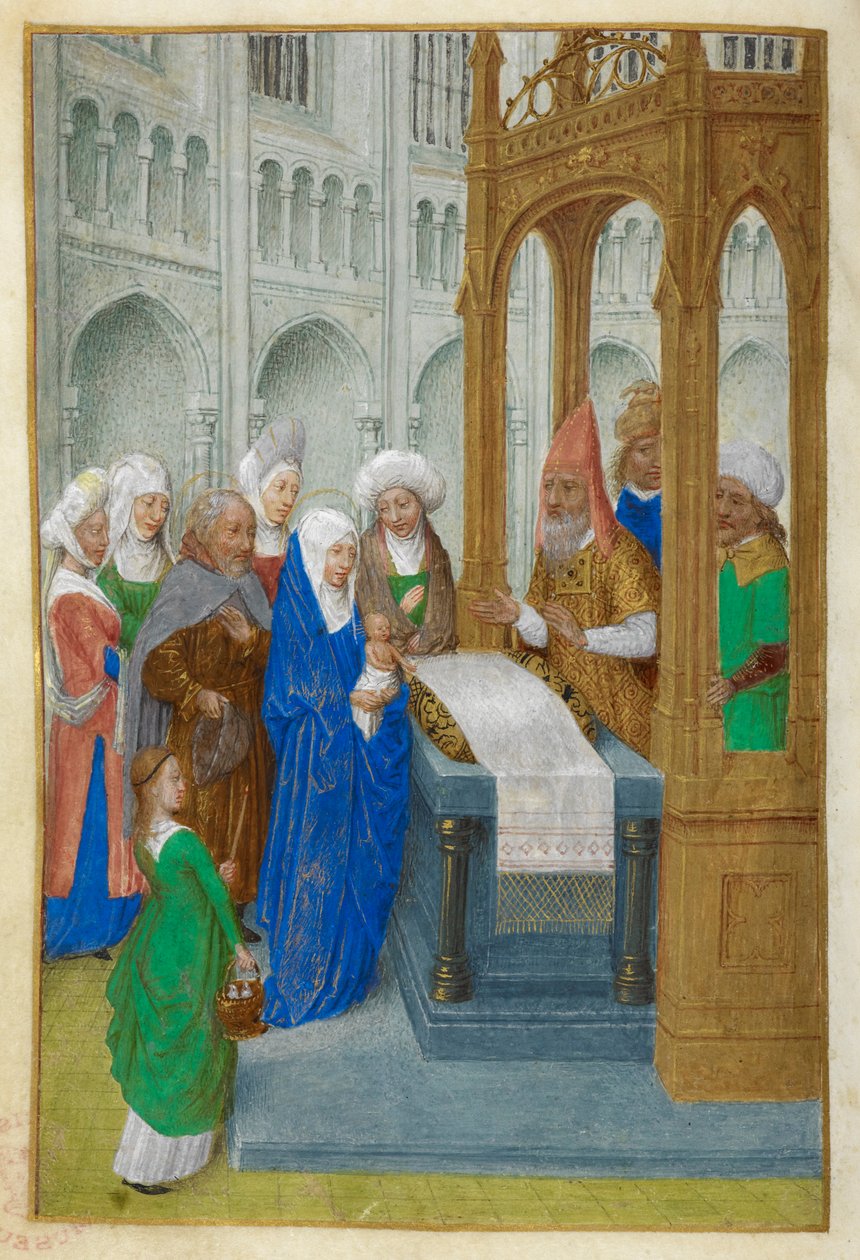 Tapınaktaki Sunum. by Master of the Dresden Prayer Books