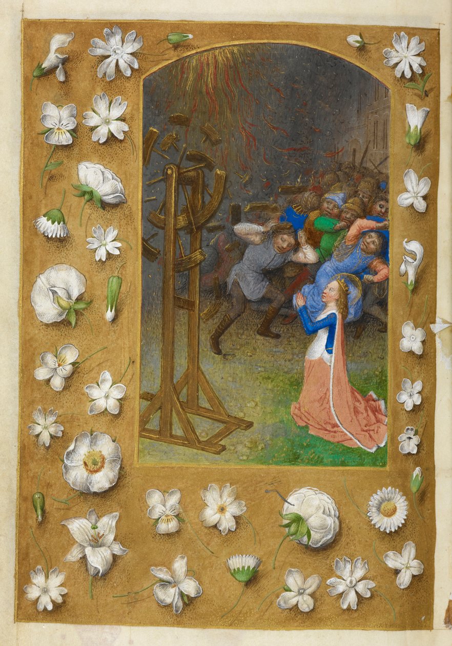 Aziz Catherine'in şehitliği. by Master of the Dresden Prayer Books