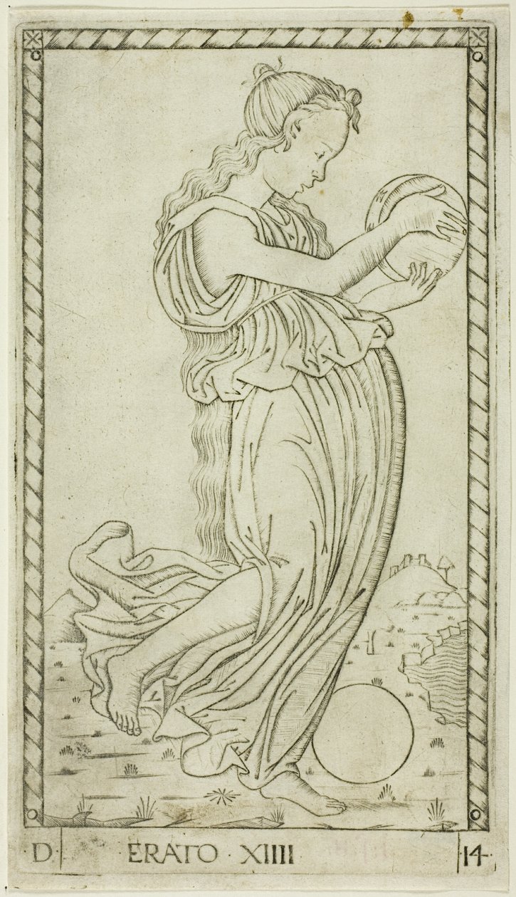 Erato, Apollon ve İlham Perileri'nden on dört tabak by Master of the E Series Tarocchi