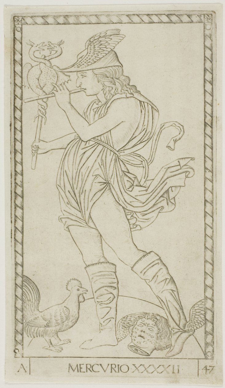 Merkür, Gezegenler ve Kürelerden 42. levha by Master of the E Series Tarocchi