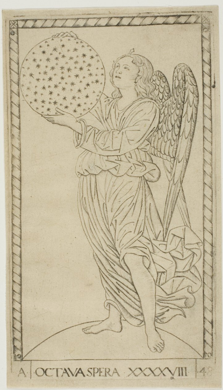 Melek ve Sekizinci Küre, Gezegenler ve Kürelerden 48 numaralı levha by Master of the E Series Tarocchi