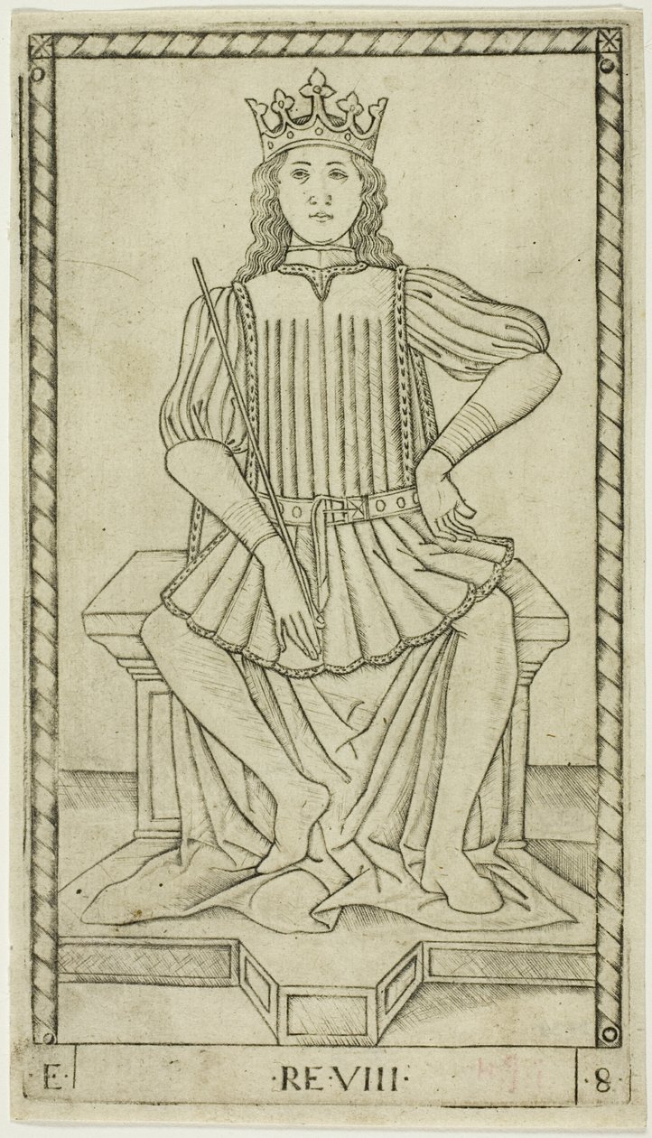 Kral, İnsanların Rütbeleri ve Koşullarından sekizinci plaka by Master of the E Series Tarocchi