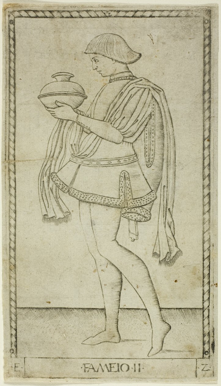 Hizmetkar, Erkeklerin Rütbeleri ve Koşullarından ikinci plaka by Master of the E Series Tarocchi