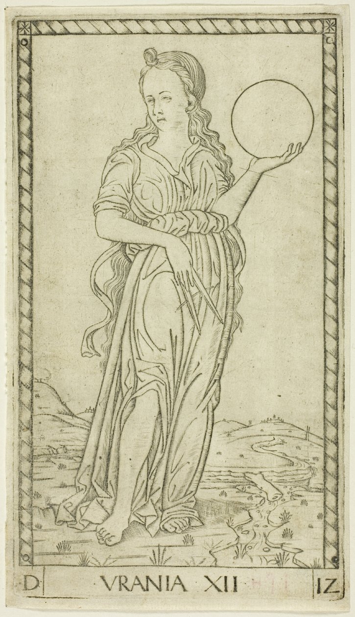 Urania, Apollon ve İlham Perileri'nden on iki levha by Master of the E Series Tarocchi