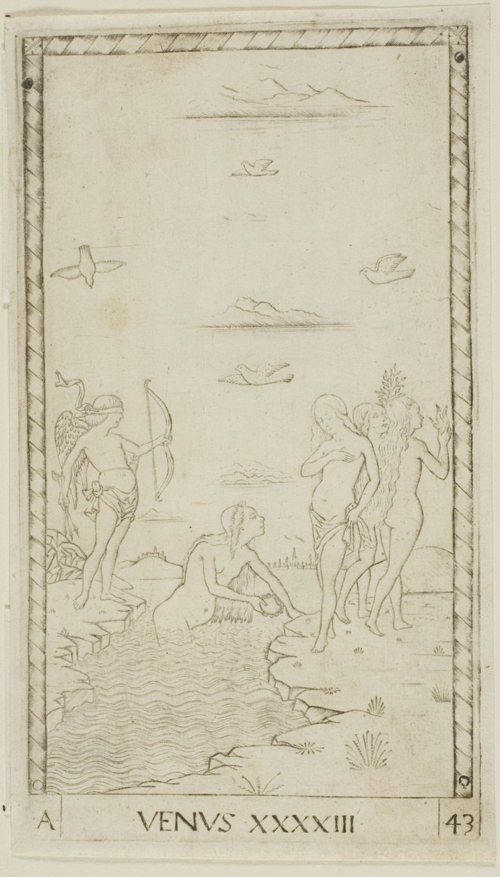 Venüs, Gezegenler ve Kürelerden 43 numaralı levha by Master of the E Series Tarocchi