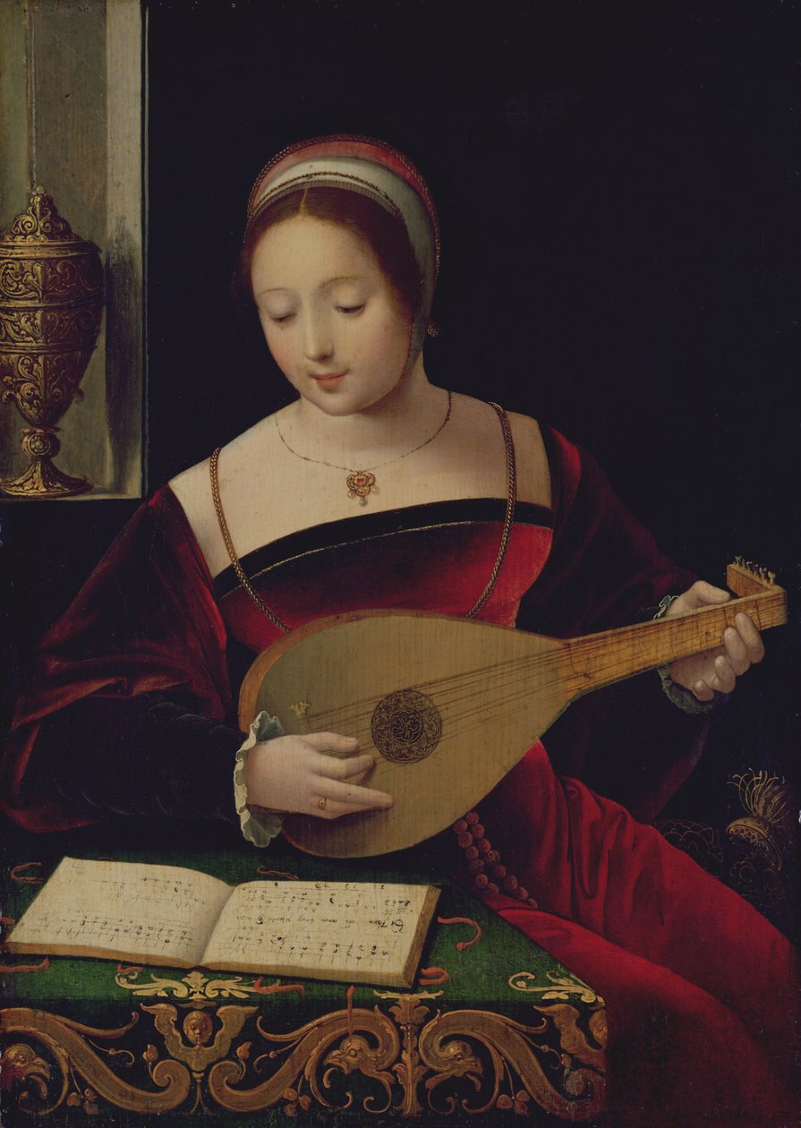 Mecdelli Meryem Ud Çalıyor by Master of the Female Half Lengths