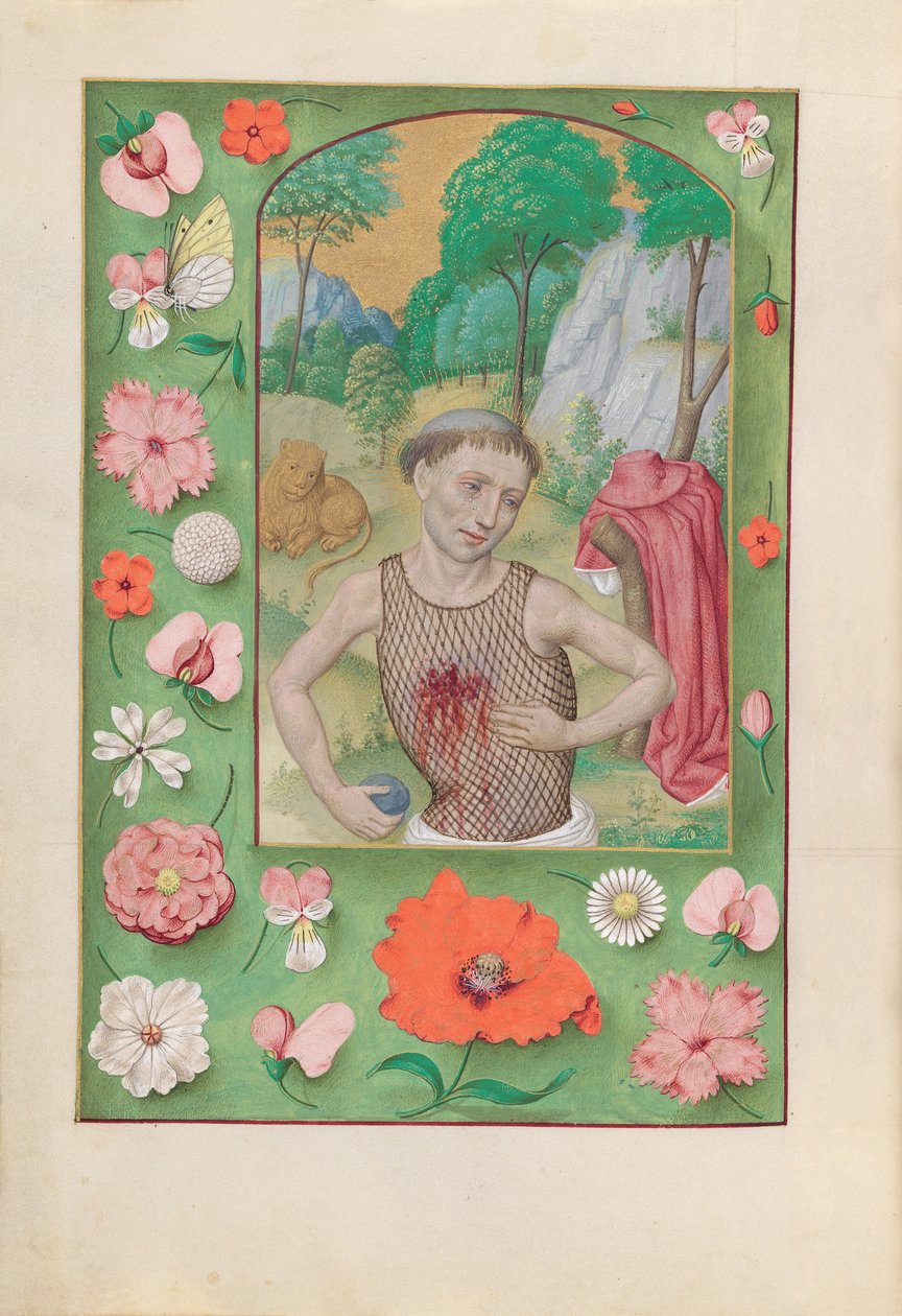 İspanya Kraliçesi Katolik Kraliçe Isabella'nın Saatleri: Fol. 185v, Aziz Jerome, c. 1500. by Master of the First Prayerbook of Maximillian