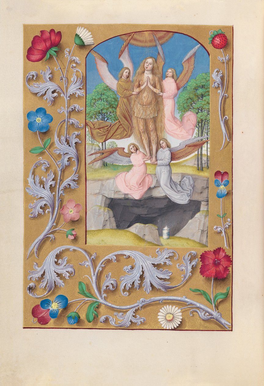 İspanya Kraliçesi Katolik Kraliçe Isabella'nın Saatleri: Fol. 193v, Mecdelli Meryem, c. 1500. by Master of the First Prayerbook of Maximillian