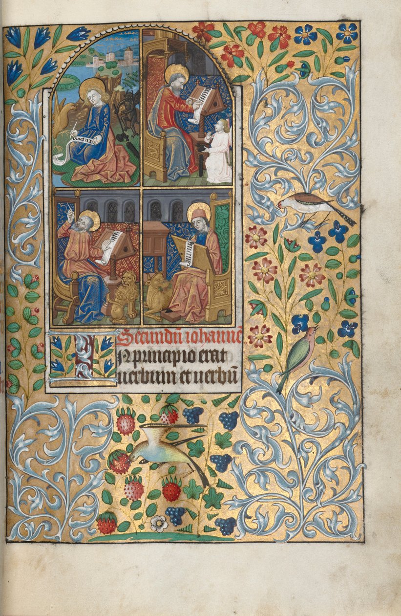 Rouen Kullanım Saatleri Kitabı: fol. 13r, Dört Evangelist, c. 1470. by Master of the Geneva Latini