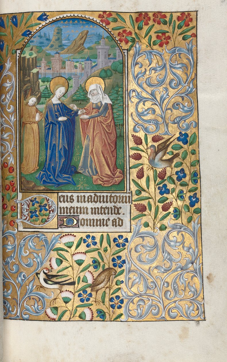 Rouen Kullanım Saatleri Kitabı: fol. 39r, Ziyaret, c. 1470. by Master of the Geneva Latini