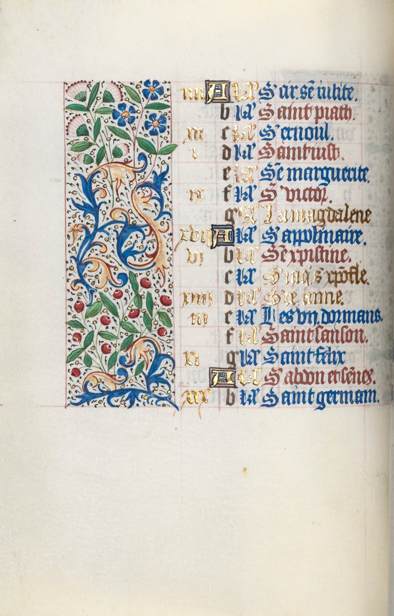 Rouen Kullanım Saatleri Kitabı: fol. 7v, c. 1470. by Master of the Geneva Latini