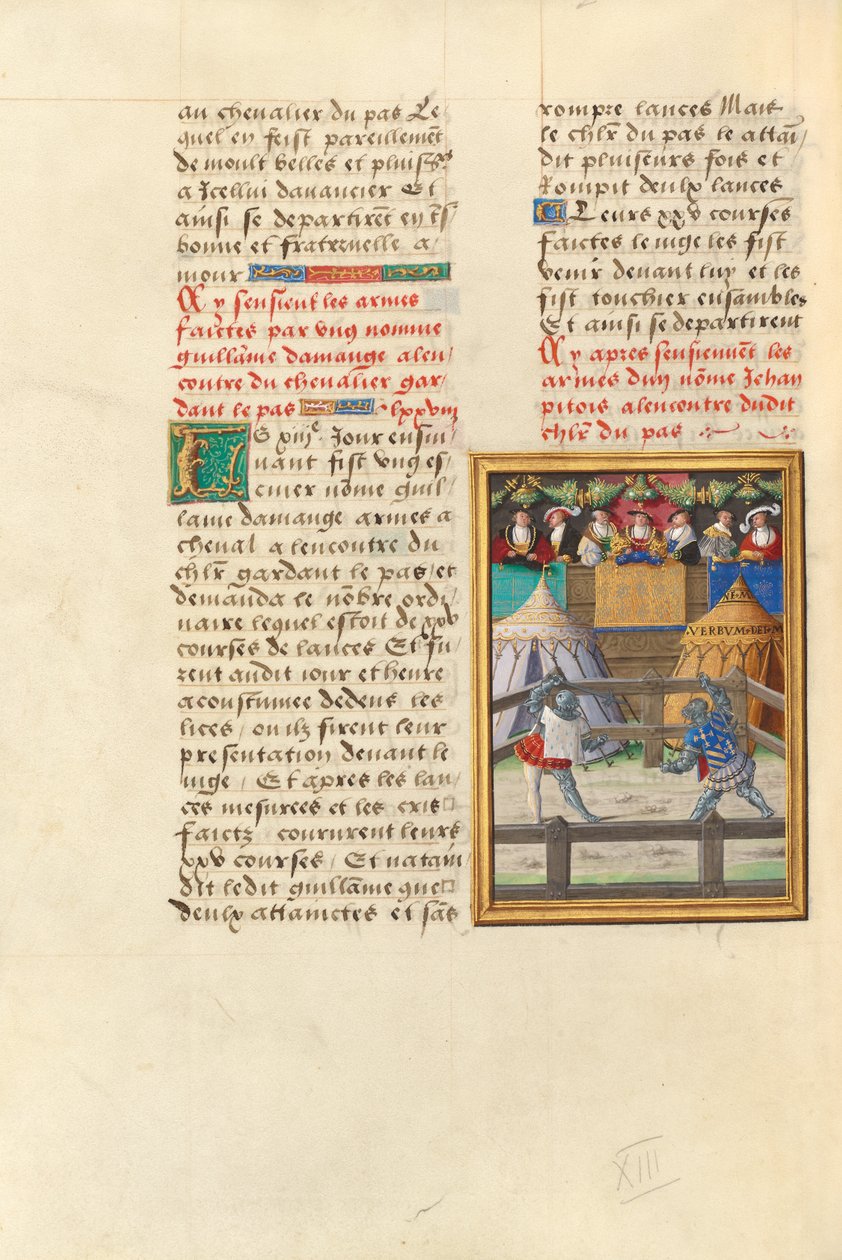 Jacques de Lalaing, Gözyaşı Çeşmesi Silahlarının Geçişinde Esquire Jean Pitois ile Dövüşüyor by Master of the Getty Lalaing