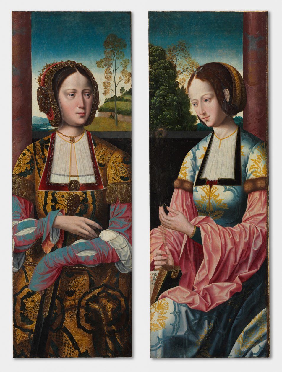 Aziz Catherine ve Aziz Barbara çifti, c. 1520. by Master of the Holy Blood