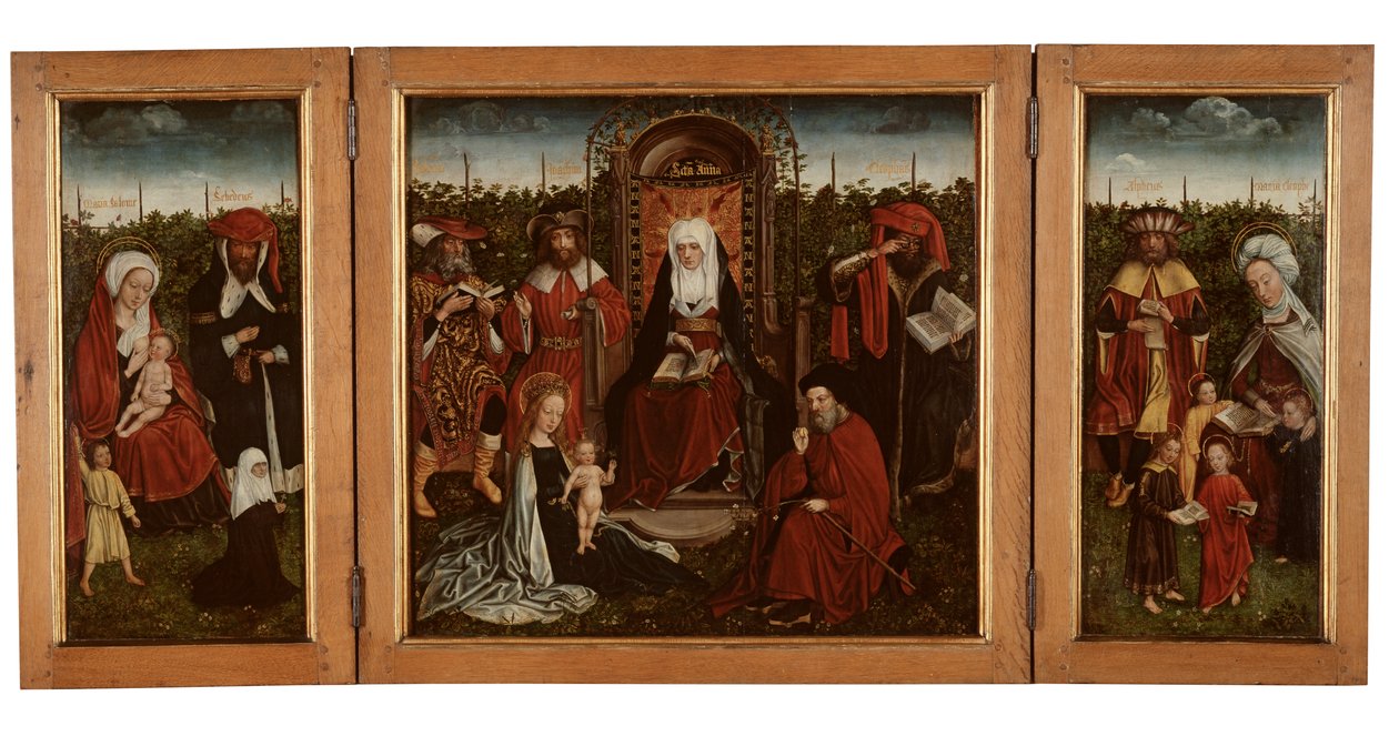 Poortakker Triptych, c.1500-10 (panel üzerine yağlı boya) by Master of the Holy Family of St. Anne