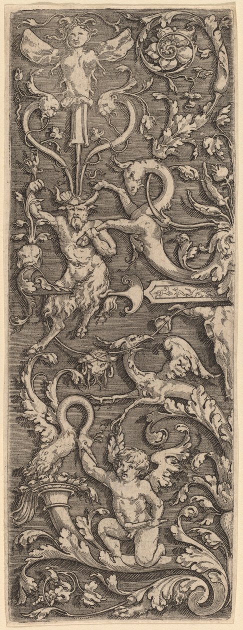 Aşk Tanrısı, Satyr ve Grotesk Figürlerle Süsleme by Master of the Horse Heads