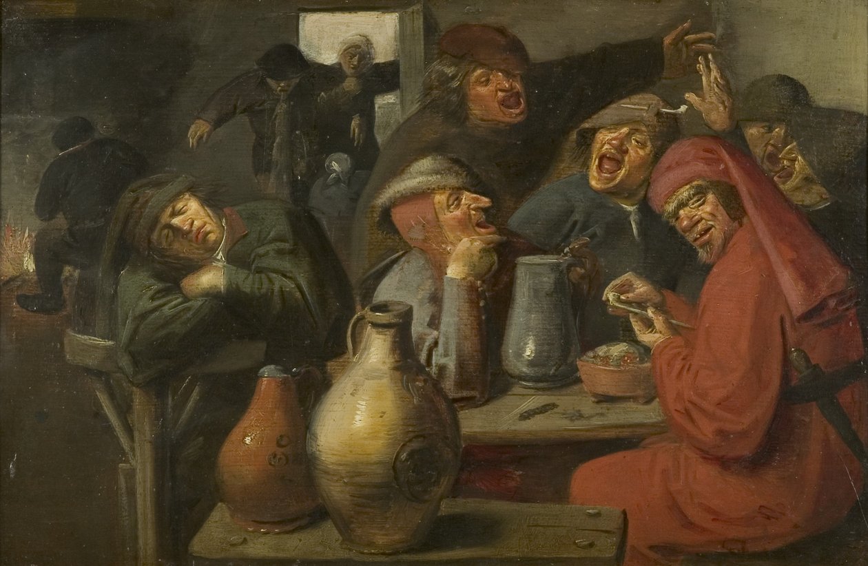 Bir Tavernanın İçi, Köylü Ahırı, c.1635 (panelde yağlı boya) by Master of the Large Jar