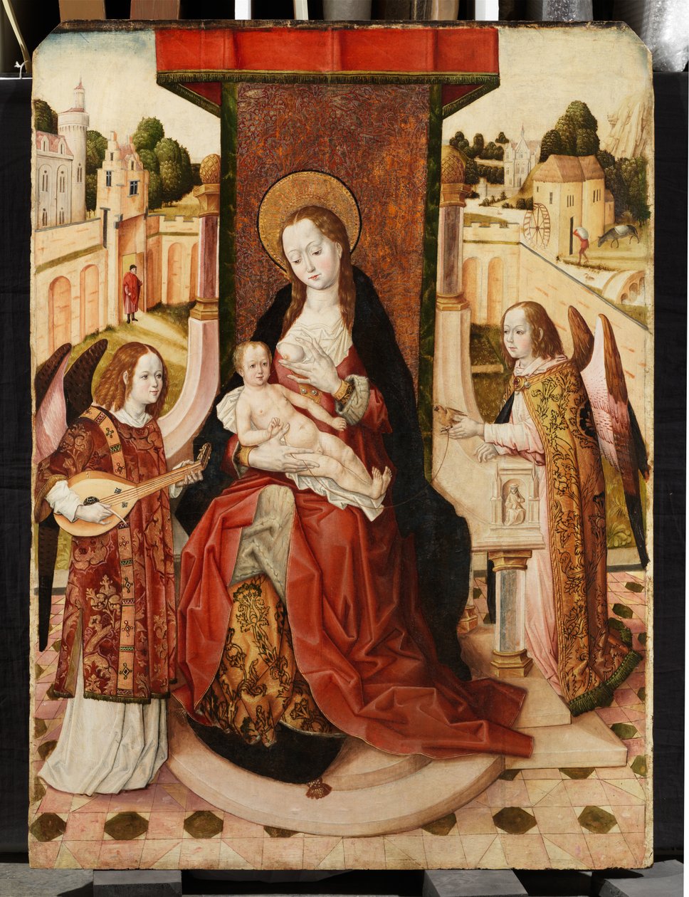 İki Melekli Bakire ve Çocuk Üçgeni, orta panelden Madonna ve Çocuk detayı, c.1500 (ayrıca bkz. 225325, 225326). by Master of the Lee Triptych Master of the Lee Triptych