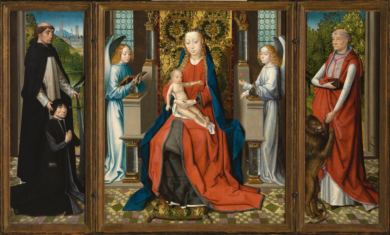 Madonna ve Çocuk ile Melekler; Bağışçı ve Hamisi Aziz Peter Martyr; ve Aziz Jerome Triptiği by Master of the Legend of Saint Lucy