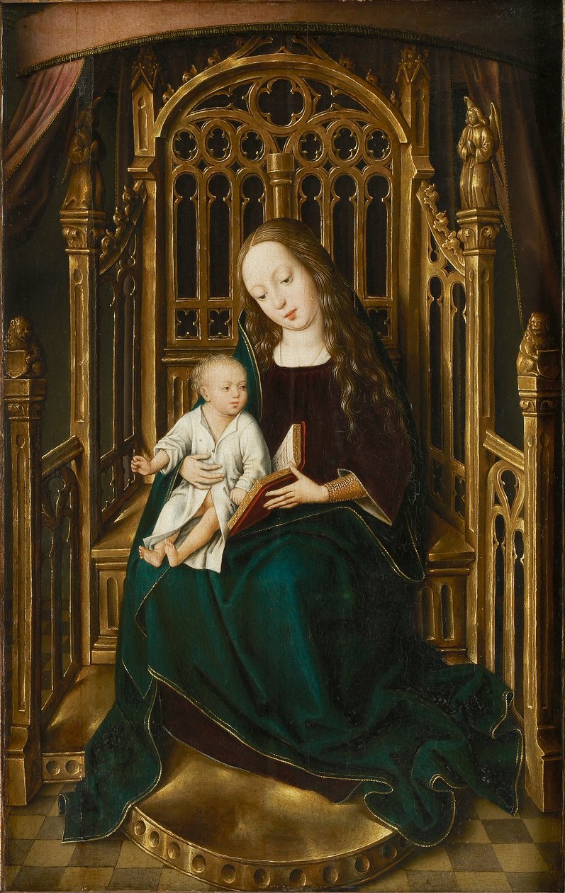Bakire ve çocuk tahta çıktı, 1490-1500. by Master of the Magdalen Legend