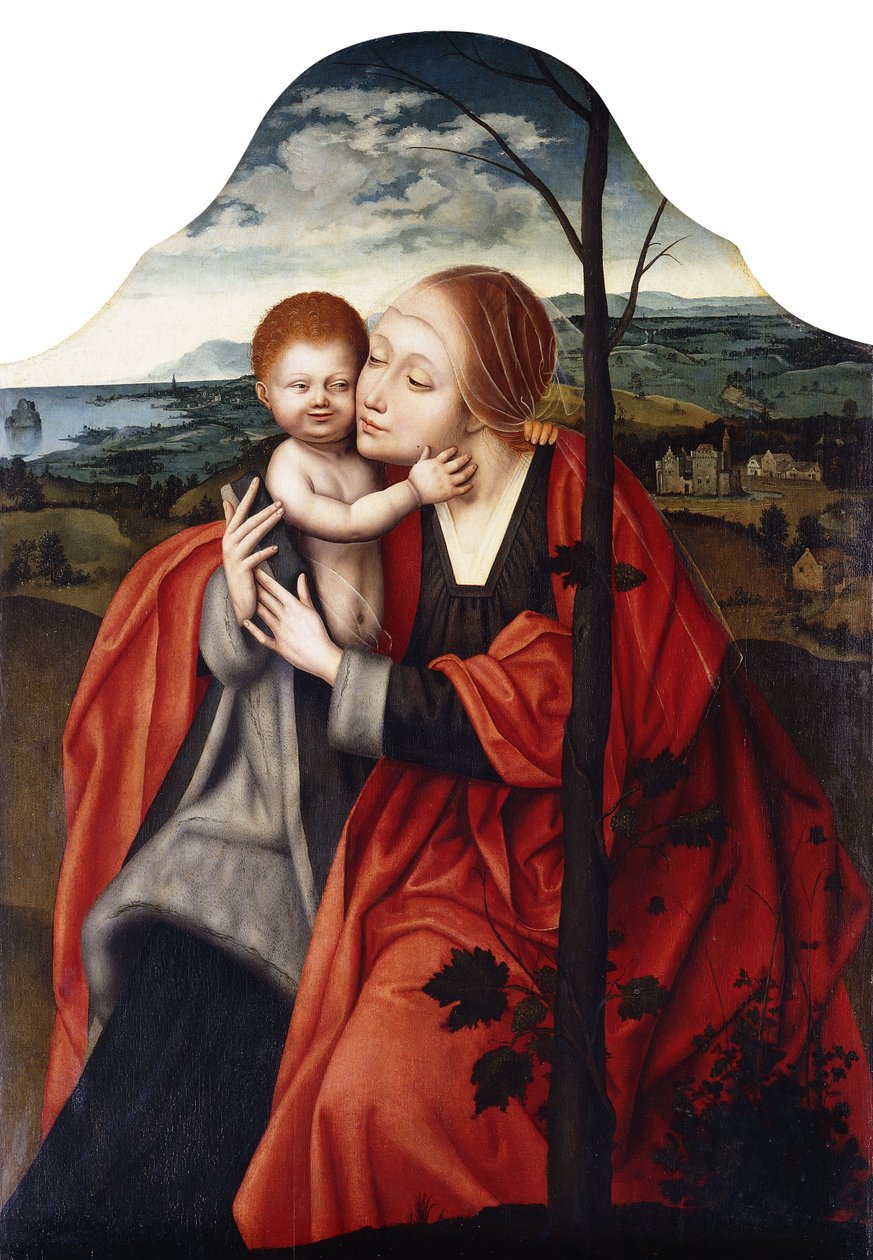 Bir Ağacın Yanında Oturan Bakire ve Çocuk by Master of the Mansi Magdalen