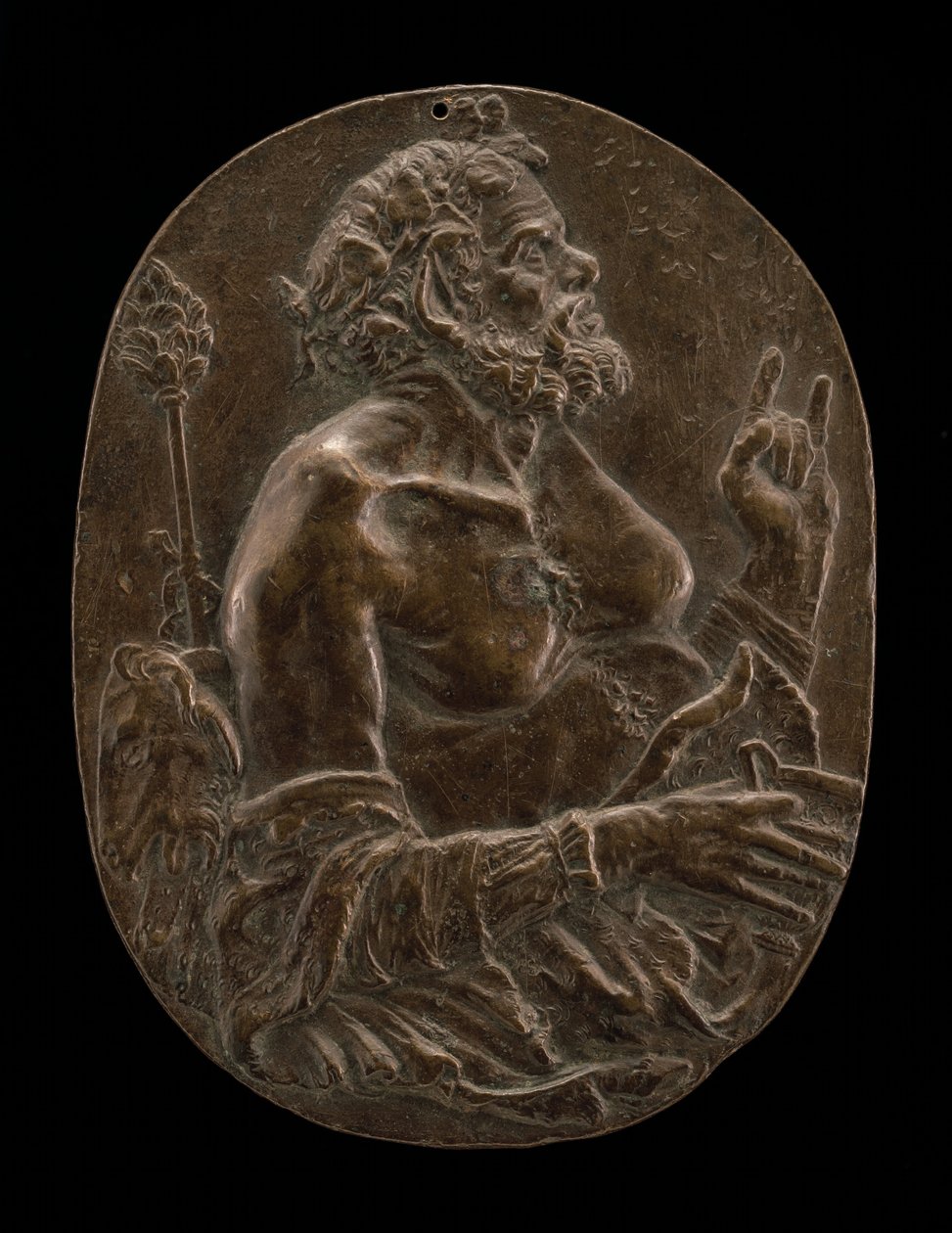 15. yüzyılın sonları veya 16. yüzyılın başlarında bir Satyr. by Master of the Martelli Mirror