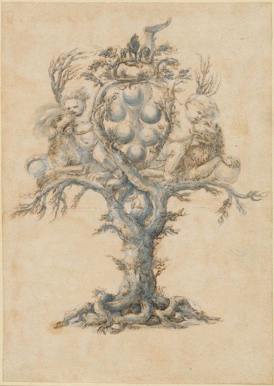Aslanlı ve Puttili Şarap Sürahi by Master of the Medici Banquet Decanters