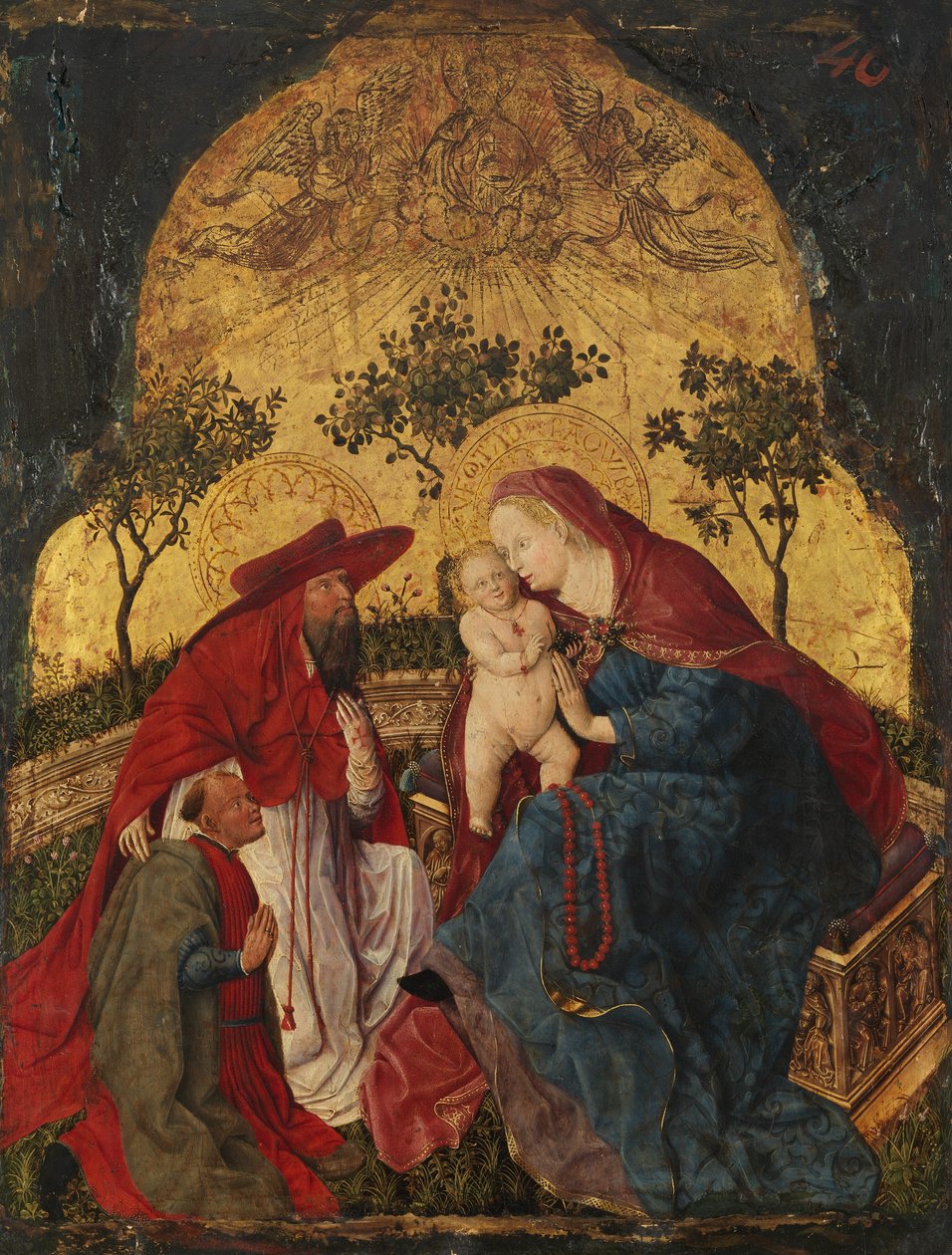Bakire ve Donörlü Çocuk Aziz Jerome Tarafından Sunulmaktadır, yakl. 1450. by Master of the Munich Bavarian Panels