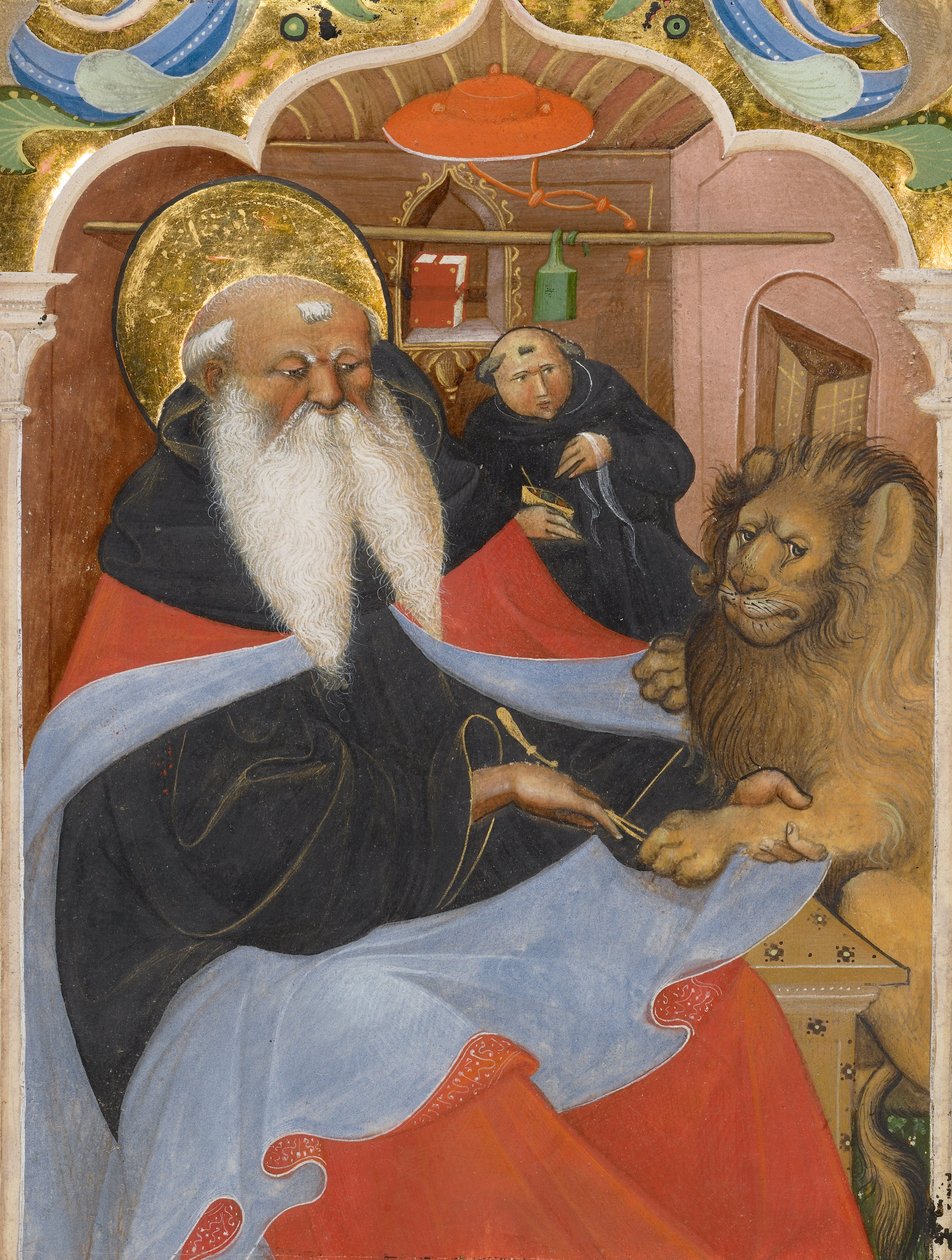 Aziz Jerome Aslan Pençesinden Diken Çıkarıyor by Master of the Murano Gradual