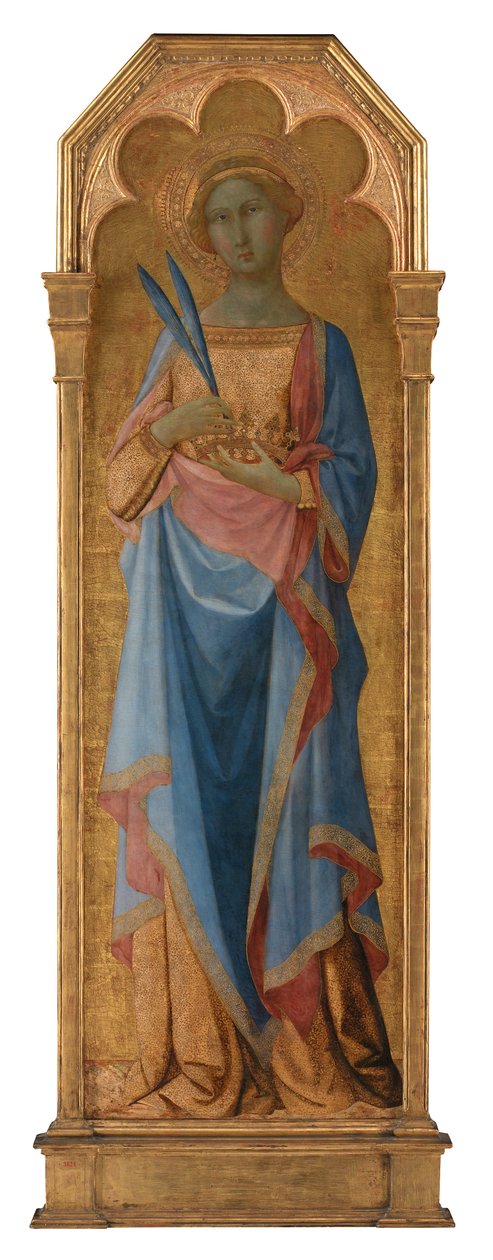 St. Corona, ca.1350 (panelde tempera, altın zemin)rnrnr 155 x 48 by Master of the Palazzo Venezia Madonna