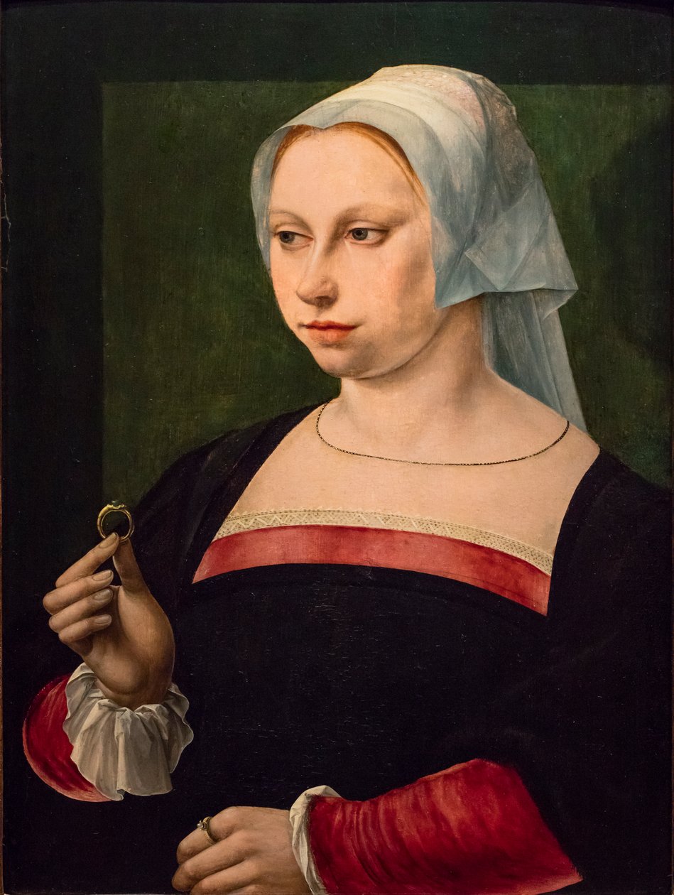 Yüzüklü Genç Bir Kadın Portresi by Master of the Parrot