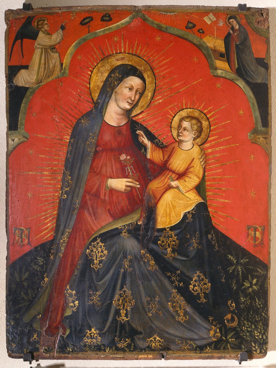 Madonna ve Çocuk ve Müjde, c.1390 (panelde mizaç) by Master of the Pesaro Crucifix