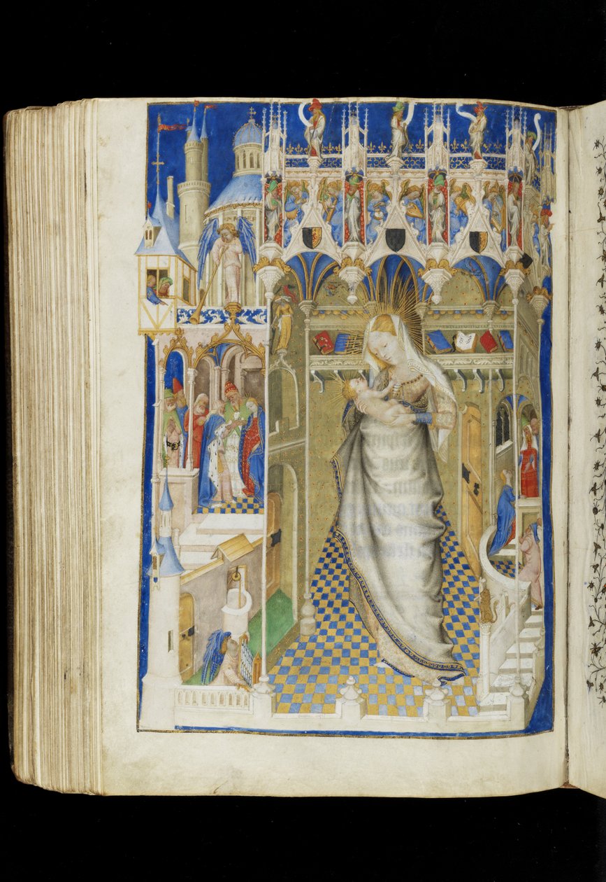 Ms 62 f.141v, Madonna and Child, from a Book of Hours, Fransızca, c.1445-50 by Master of the Rohan Hours