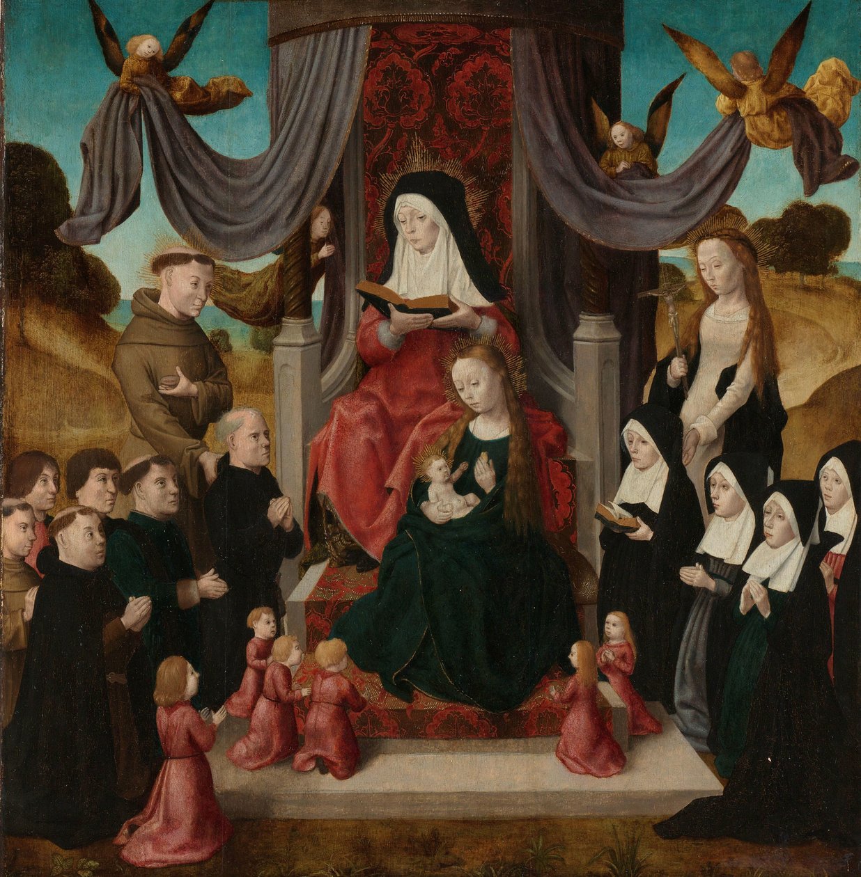 Aziz Anne ve Aziz Francis ve Lidwina ile Bakire ve Çocuk, Bağışçılarla (Anna Selbdritt) by Master of the Saint John Panels