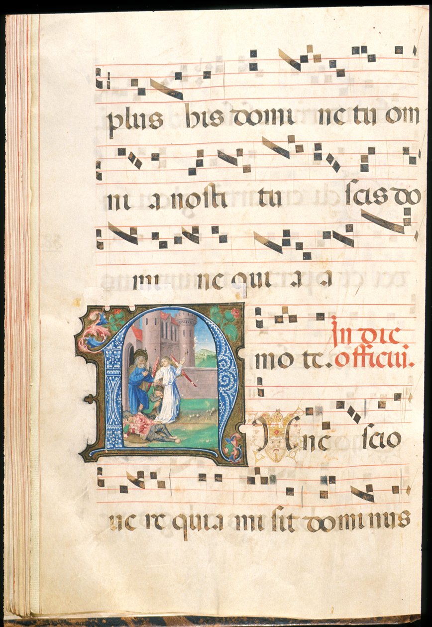 Aziz Peter hapishaneden kurtarıldı, f.58v, 15. yüzyılın sonlarından kademeli olarak (mürekkep, tempera ve parşömen üzerine altın varak) by Master of the Saluces Hours (attr. to)
