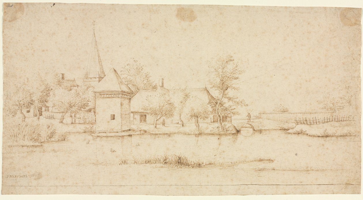Moated Köyü ile Manzara by Master of the Small Landscapes