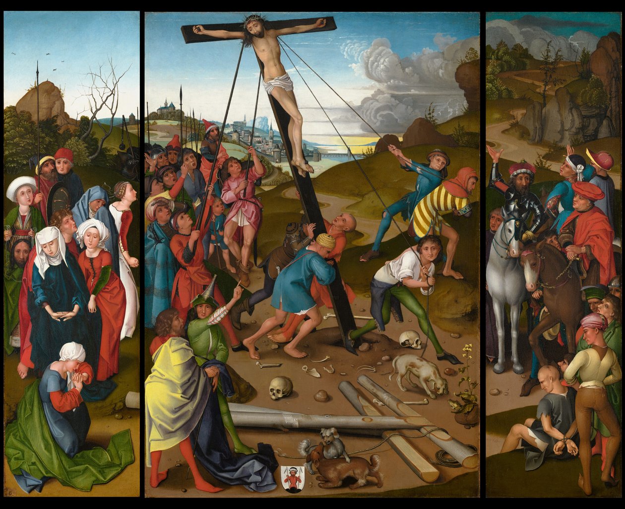 Haçın Yükseltilmesi [merkez, sol ve sağ paneller], c. 14801490. by Master of the Starck Triptych
