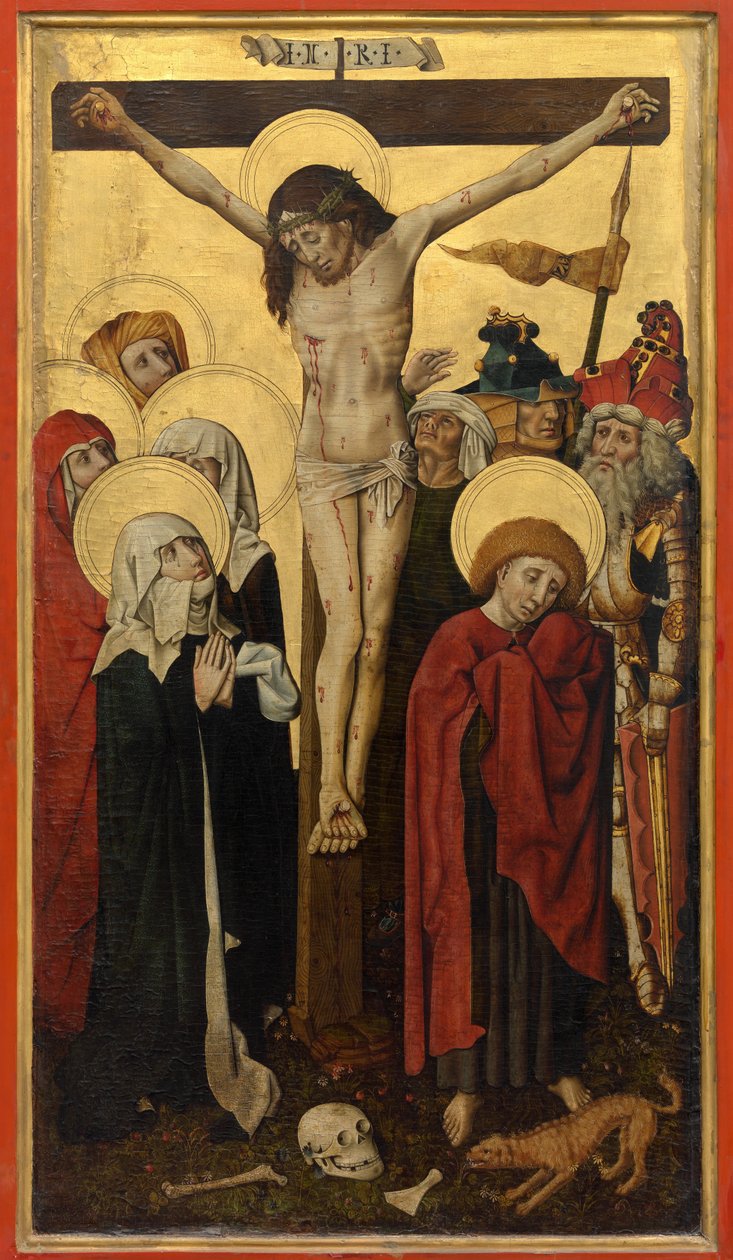 Çarmıha Gerilme (tuval üzerine tempera ve yağlı boya) by Master of the Straus Madonna