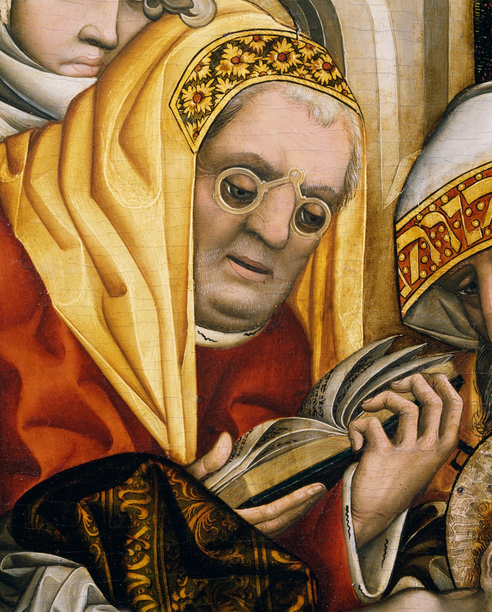 Priest wearing glasses, detail from Circumcision of Christ by Master of the Tucher Altarpiece