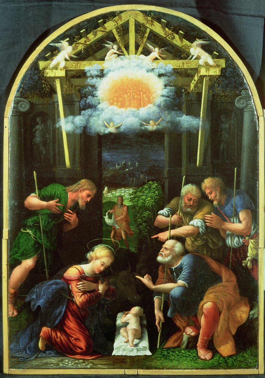 Çobanların Tapınması (panelde yağlı boya) by Master of the Twelve Apostles