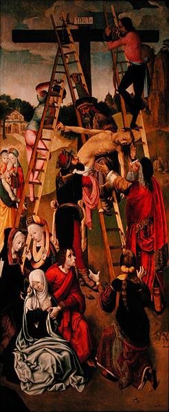 Biriktirme, bir triptik yan paneli, c.1490s (panel üzerine yağlı boya) (ayrıca bkz. 152538) by Master of the Virgo Inter Virgines
