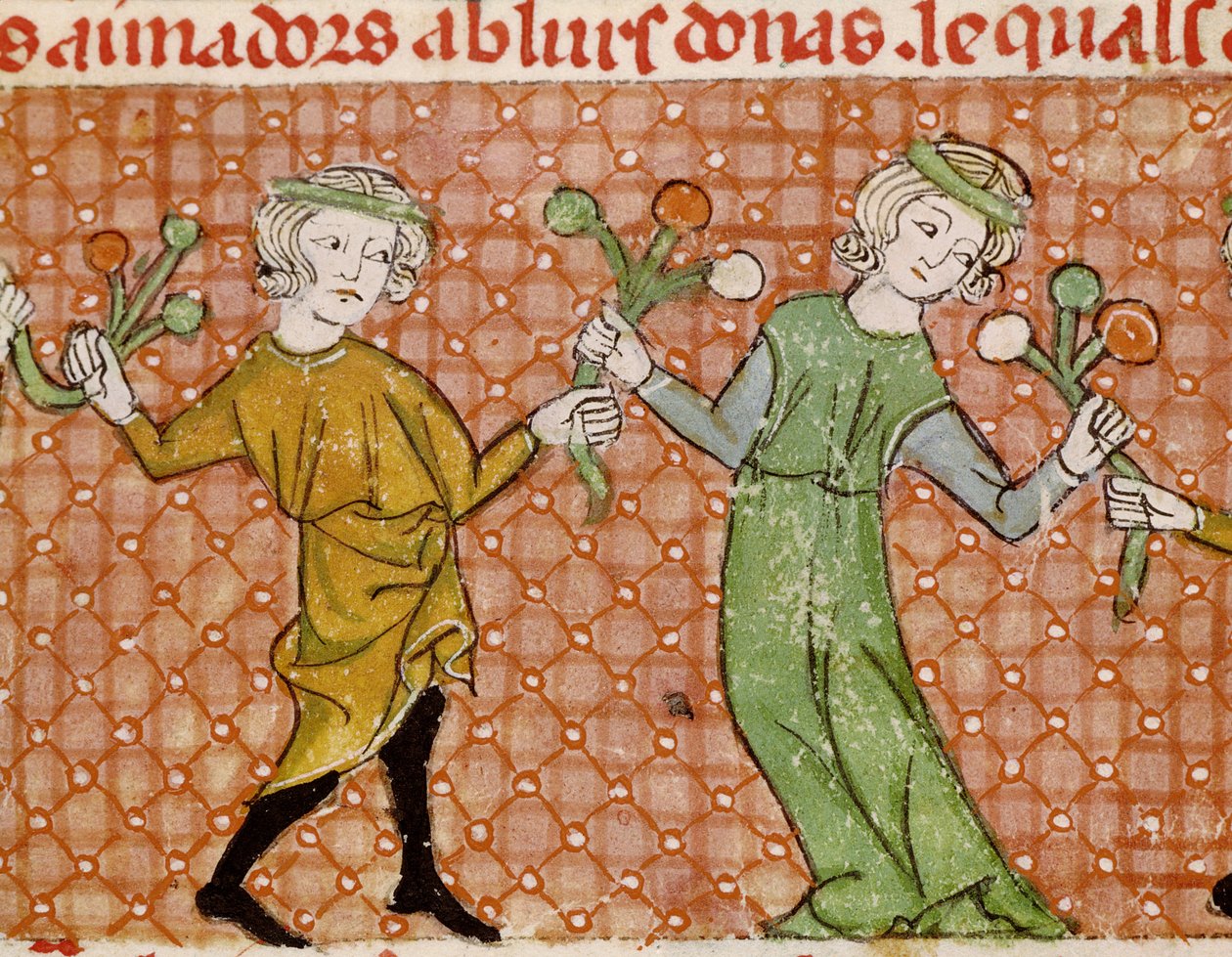 Fol.215v The Temptation: Dans Eden Bir Çift by Matfre Ermengaut
