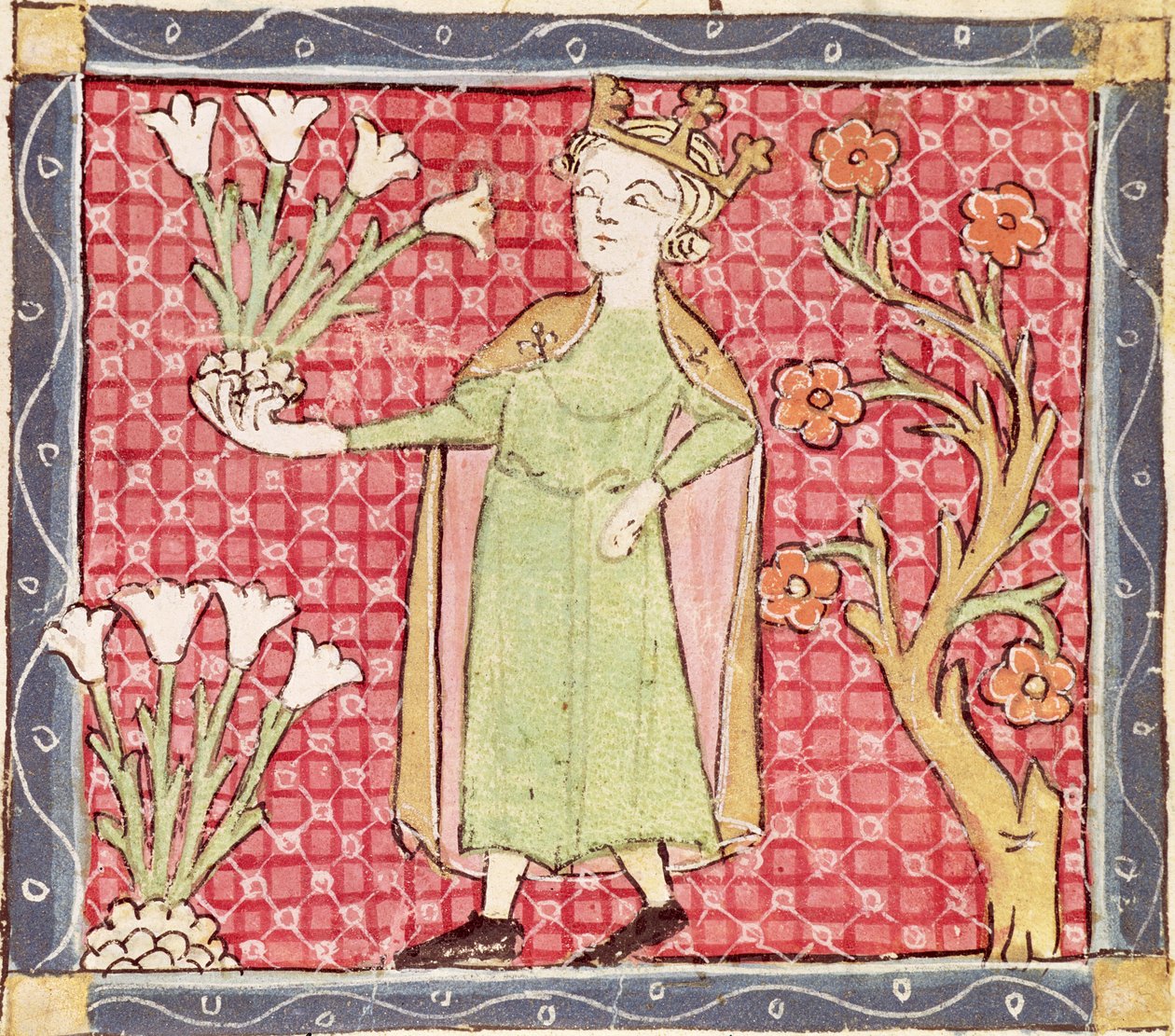 Fol.58v April: Picking Flowers  by Matfre Ermengaut