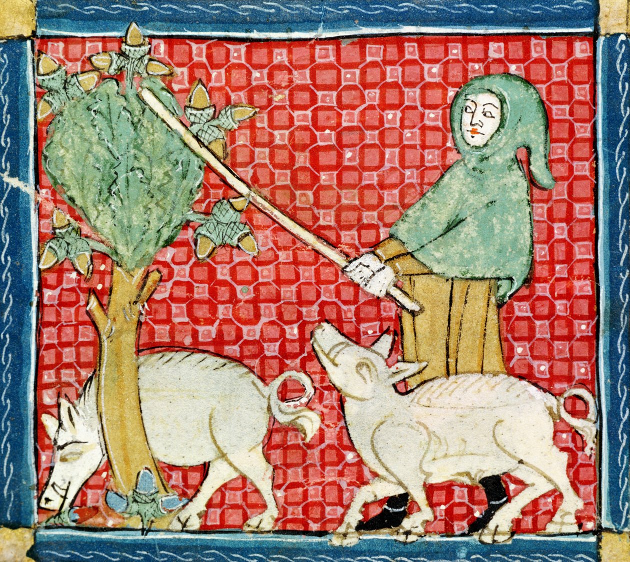 Fol.59v Kasım: Meşe Palamudu Toplama by Matfre Ermengaut