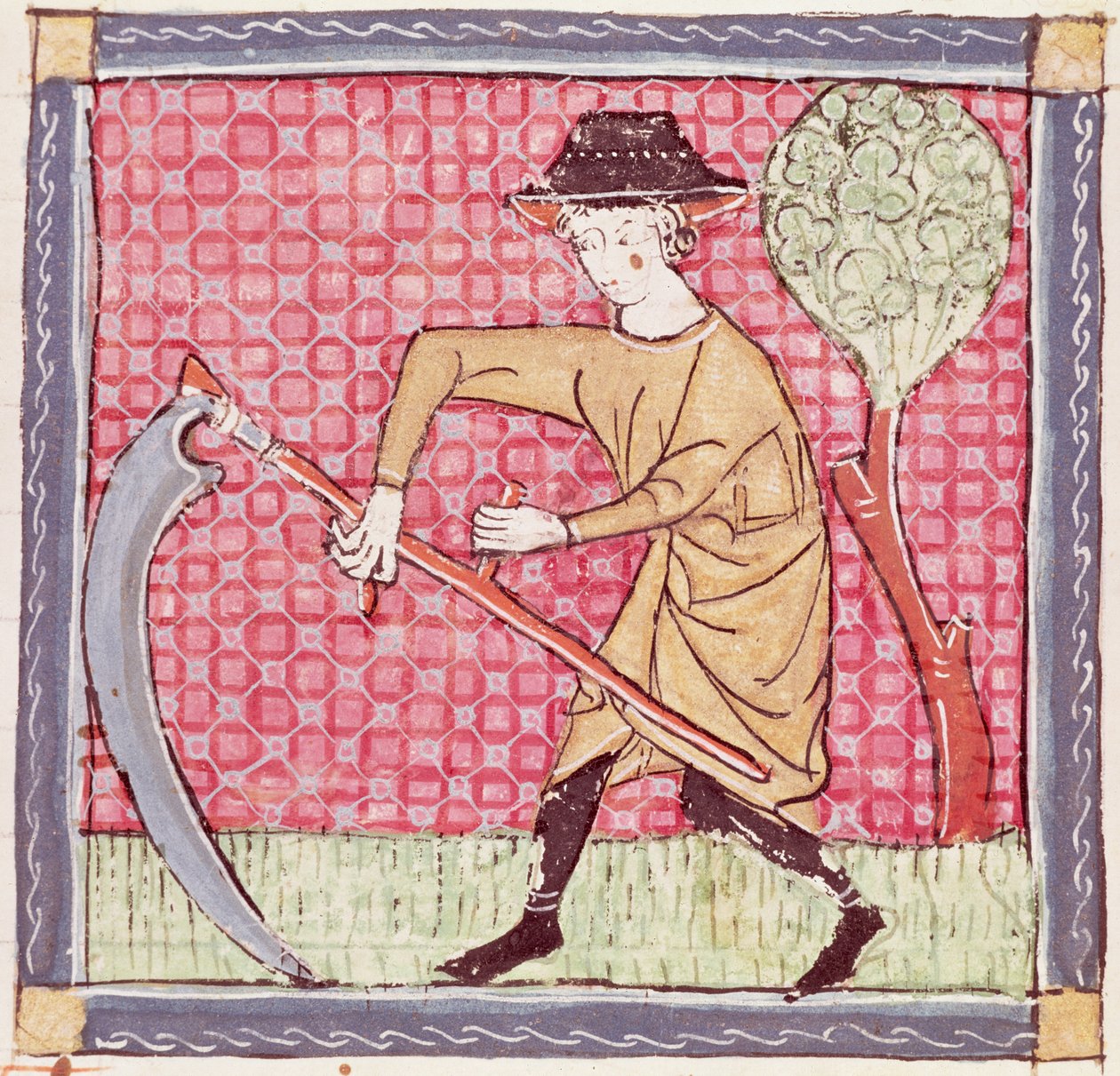 Fol.58v Haziran: Saman yapma by Matfre Ermengaut