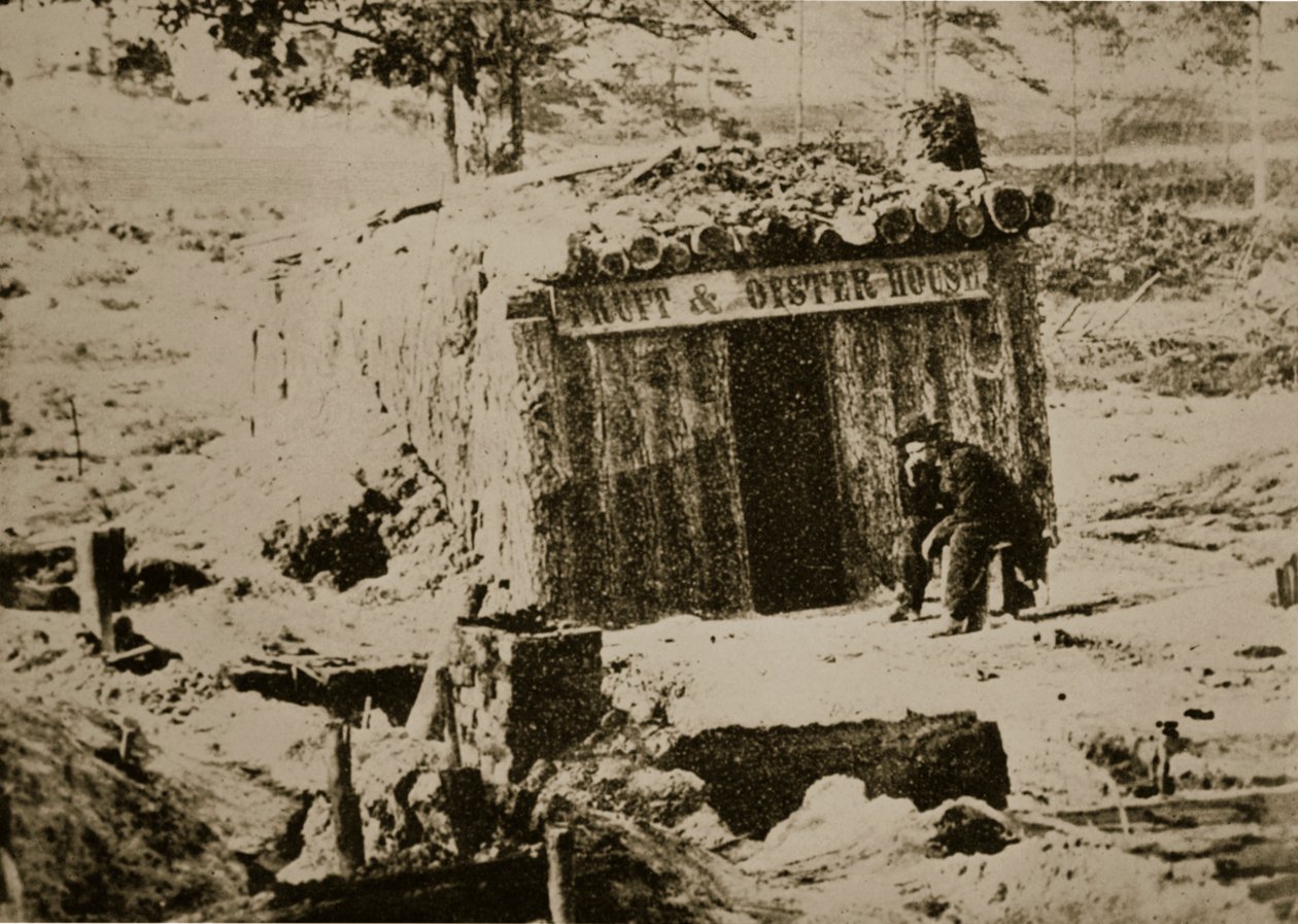 Petersburg Hattında Bombproof Restoran, 1861-65 by Mathew B. Brady