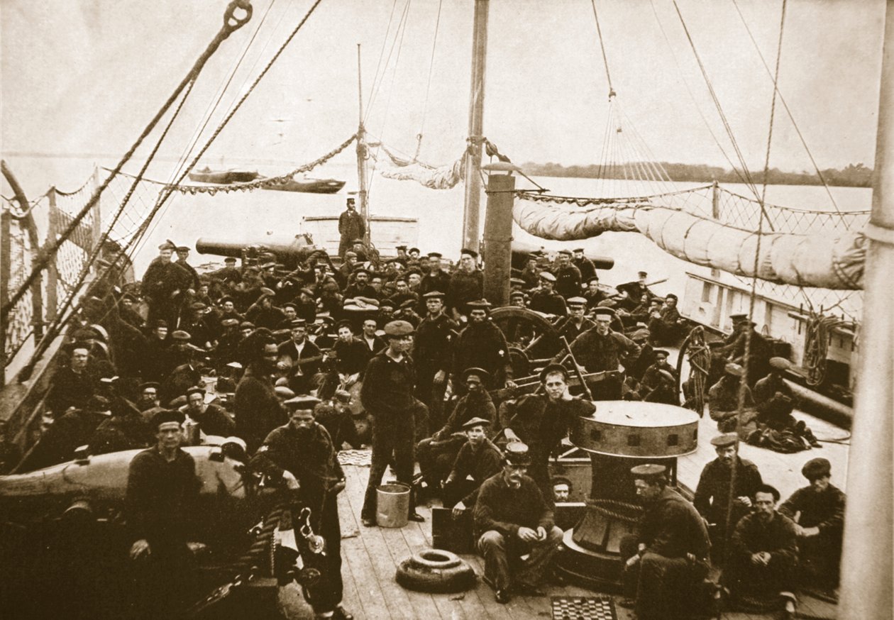 Gunboat ve Mürettebat Güvertesi, 1861-65 by Mathew B. Brady