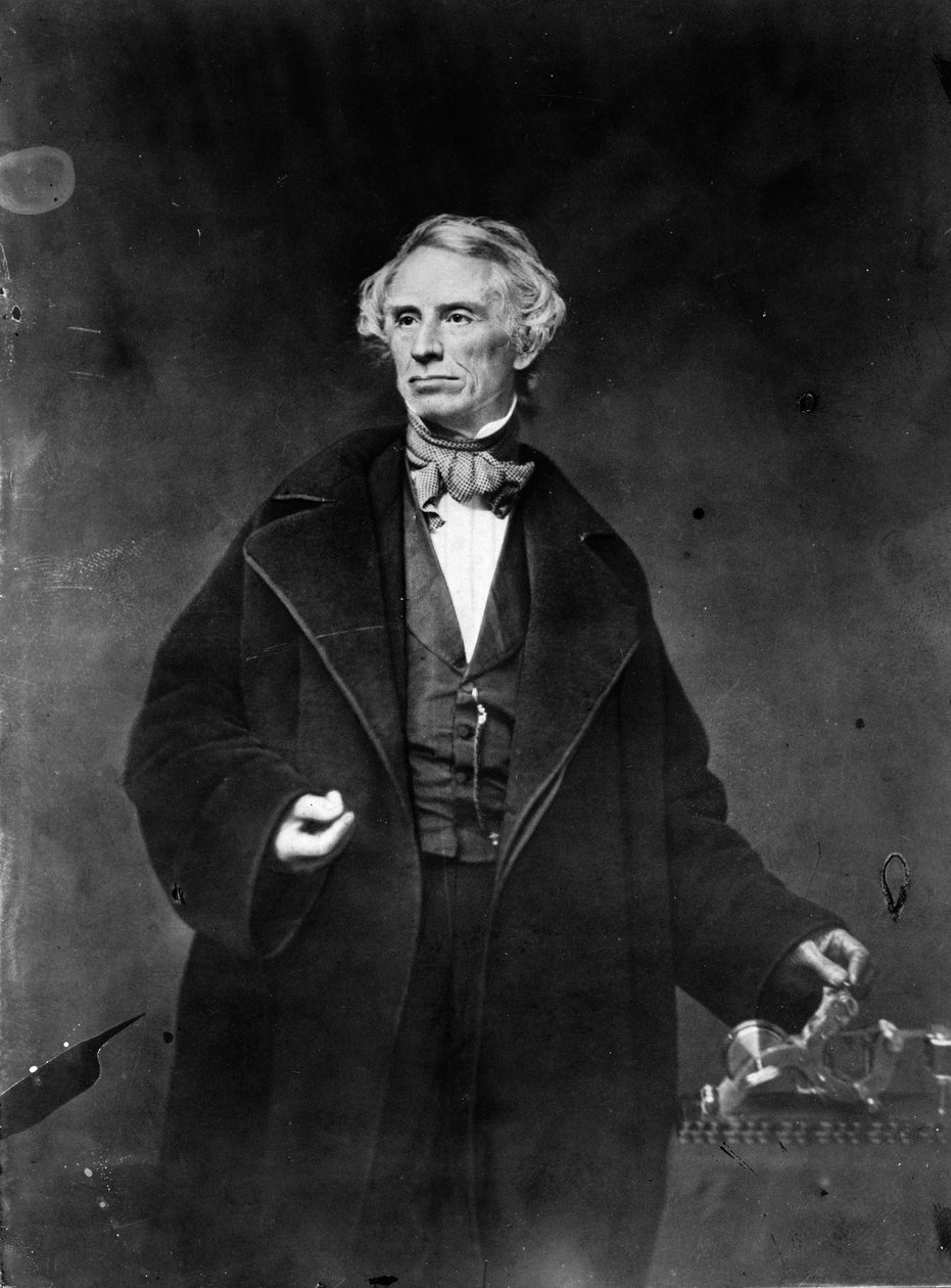 Samuel Morse and his recorder, 1857  by Mathew B. Brady