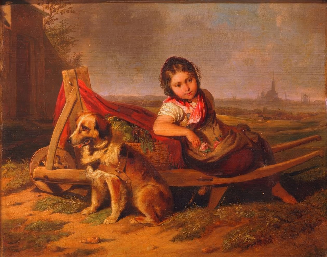 Viyana önünde köpekli kız by Mathias Ranftl